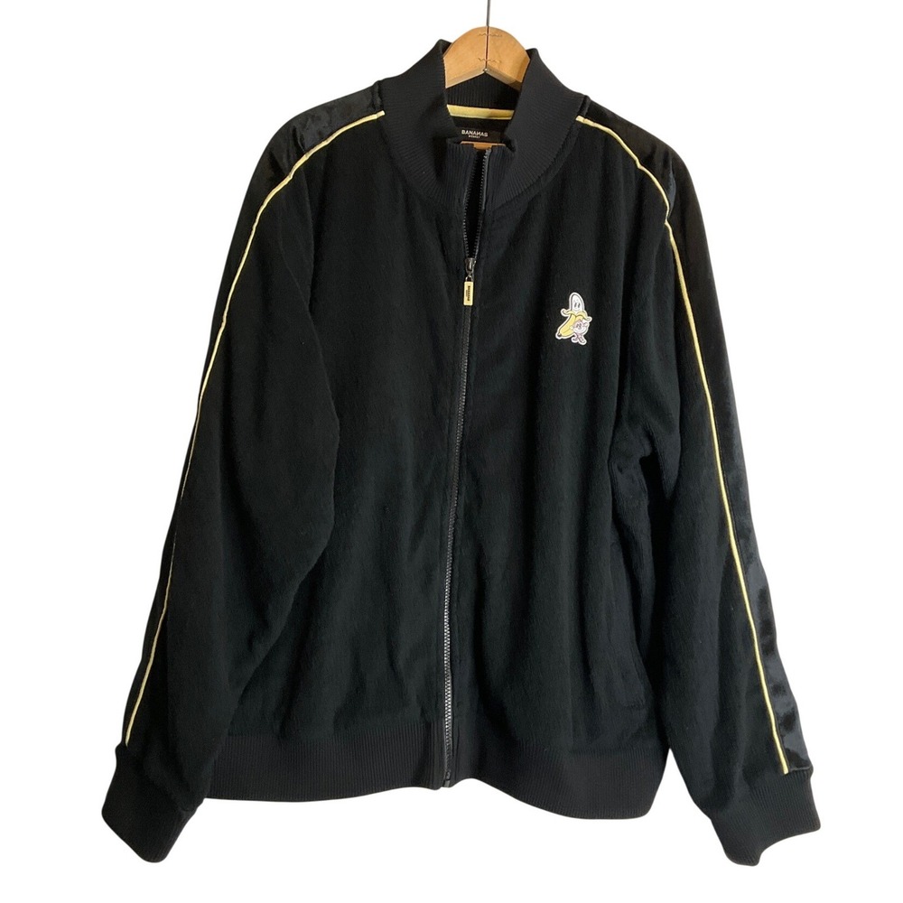 Bananas Monkey Zip Up Track Jacket Cotton Terry Cloth Swearshirt Streetwear 2XL